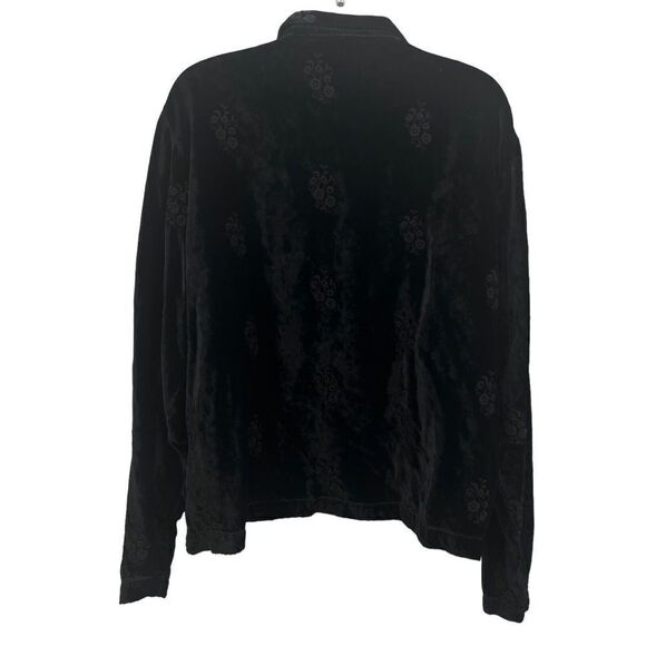 CP Shades Crushed Velvet Rayon Button Down Sz Medium Black Embroidered Top Boho - Picture 13 of 16